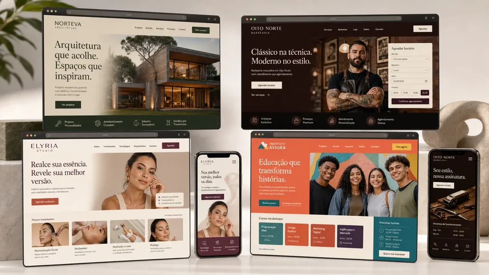 Sites conceituais para diferentes negócios