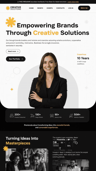Animação fornecida da Página Empresarial, com rolagem de um site completo