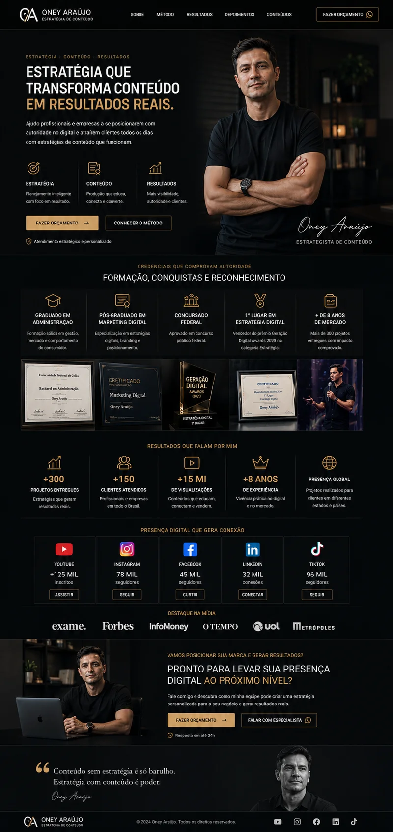 Prévia de Site Profissional fornecida